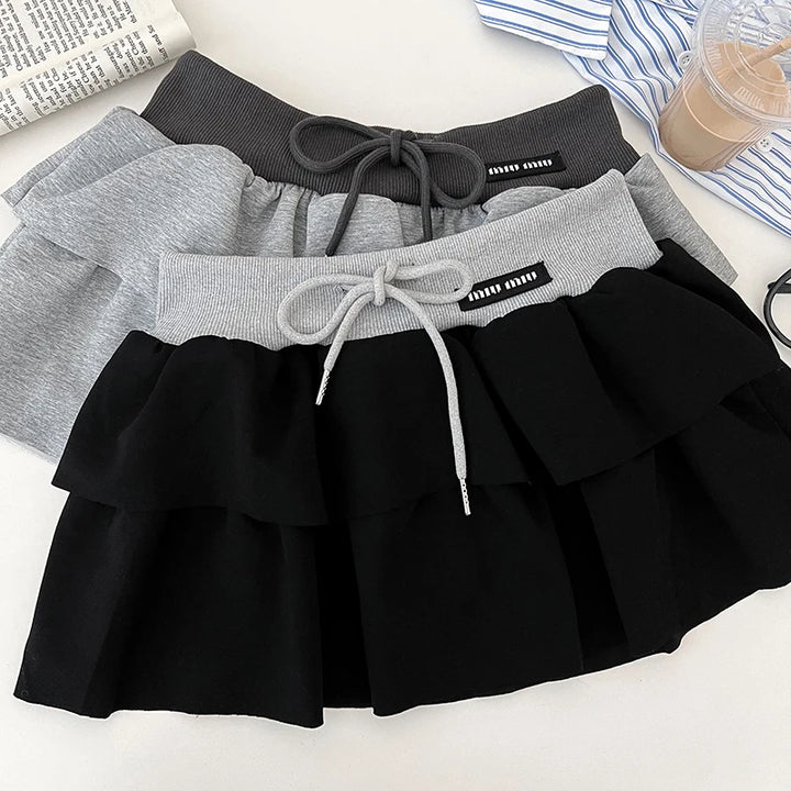 Elastic High Waist Mini Skirt Pastel Kitten