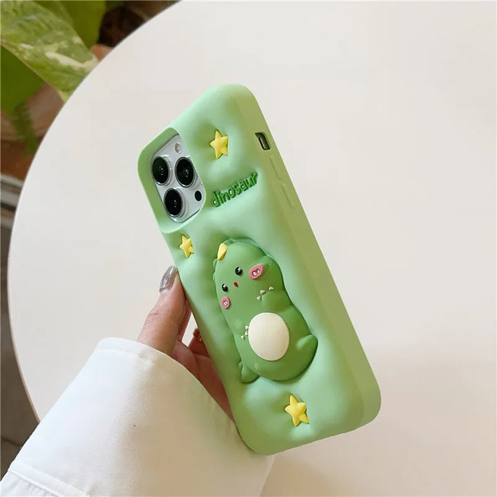 Kawaii Dinosaur iPhone Case Pastel Kitten