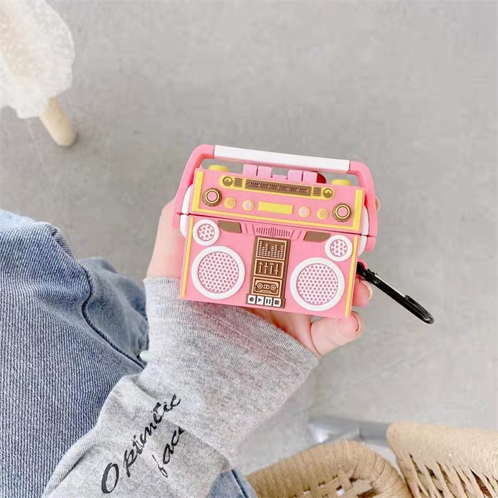 Pink Retro Radio Case For Airpods Pastel Kitten