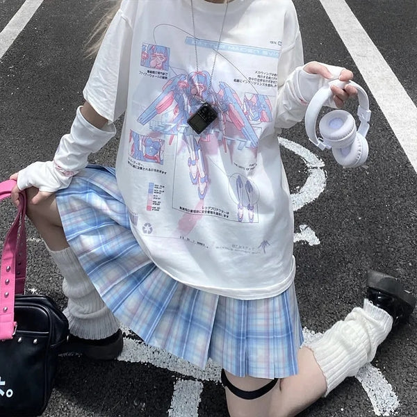 E Girl Anime Kawaii T-shirt Pastel Kitten