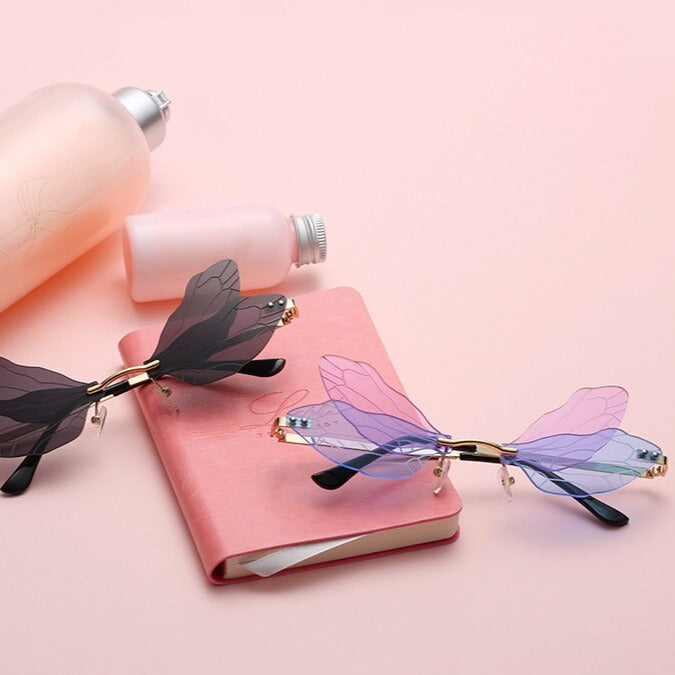 Dragonfly Wing Rimless Glasses Pastel Kitten