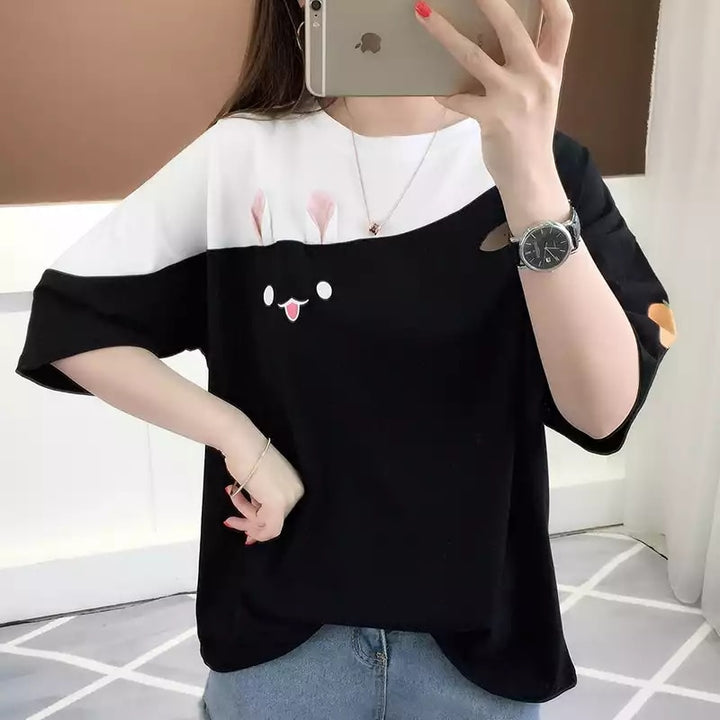 Cute Kaomoji T-shirt Pastel Kitten