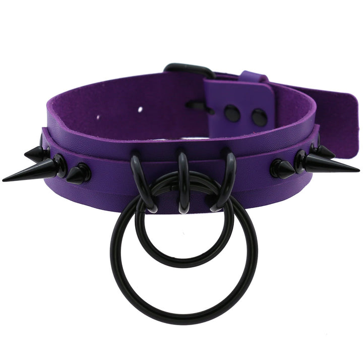 Purple Gothic Leather Chokers Pastel Kitten