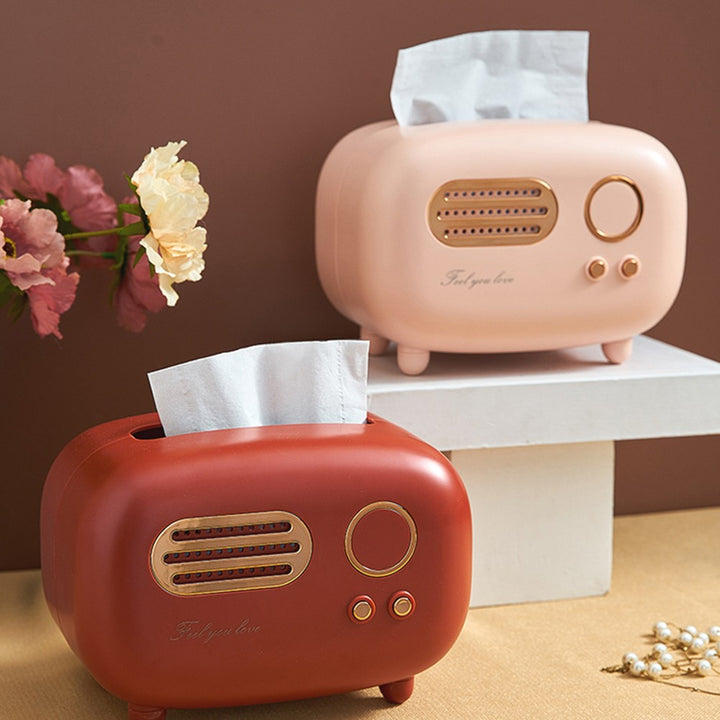 Retro Radio Tissue Box Pastel Kitten