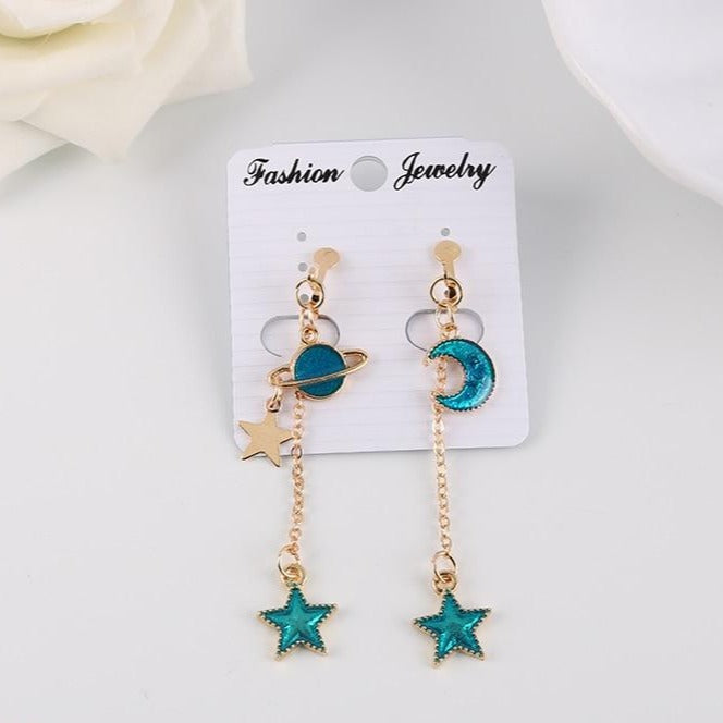 Star & Moon Earrings Pastel Kitten