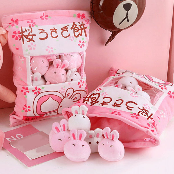 8 pcs Japanese Set Plush Rabbits Pastel Kitten