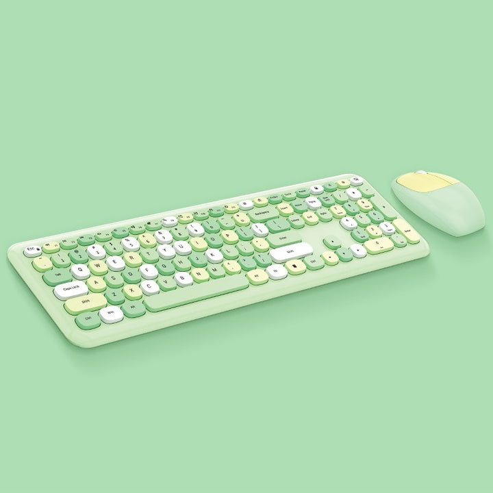 Colorful Wireless Keyboard & Mouse Kit Pastel Kitten