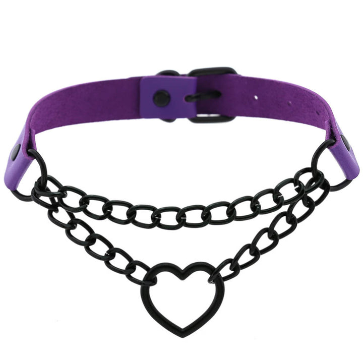 Purple Gothic Leather Chokers Pastel Kitten