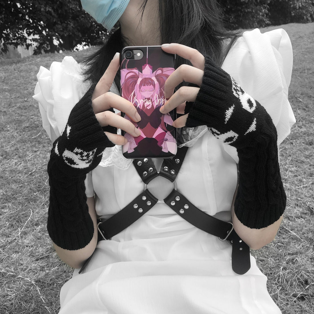 Harajuku Style Skull Arm Warmers Pastel Kitten