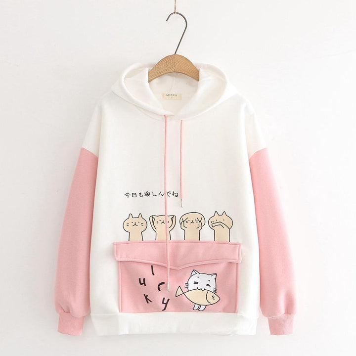 Kawaii Cat Hoodie Pastel Kitten