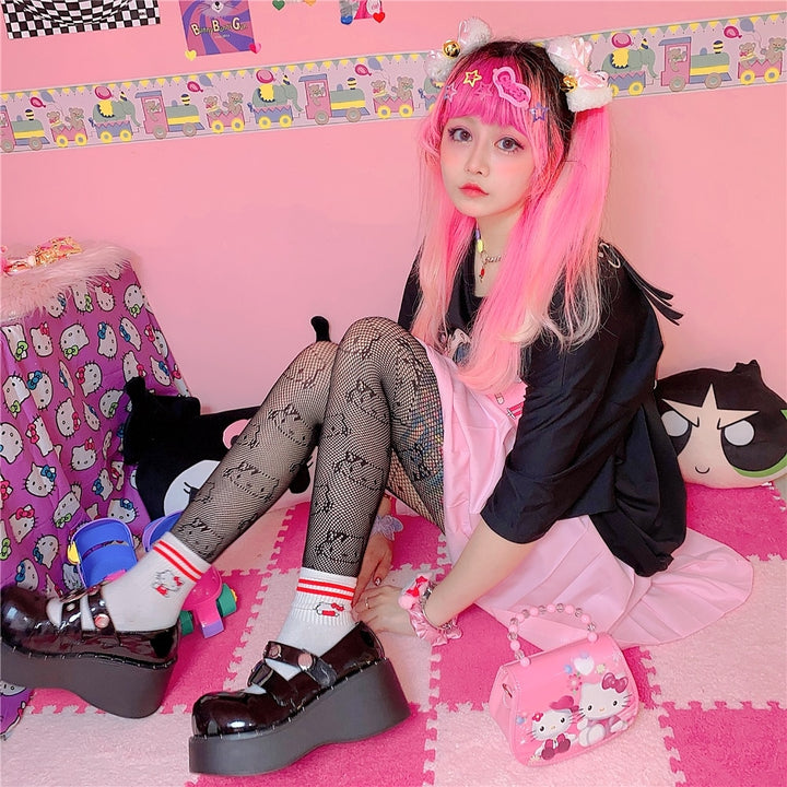 Y2K Kawaii Cat Anime Stockings - Pastel Kitten