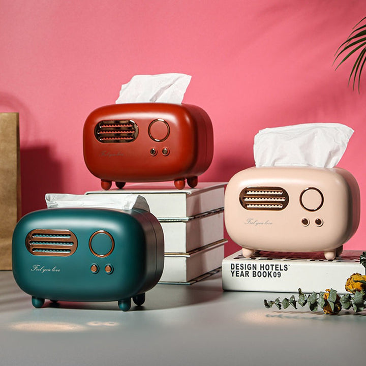 Retro Radio Tissue Box Pastel Kitten