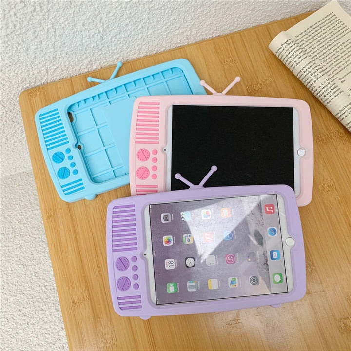 Kawaii Retro TV Case For iPad Pastel Kitten