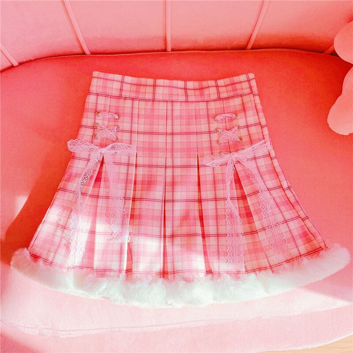 Winter Kawaii Mini Skirt Pastel Kitten