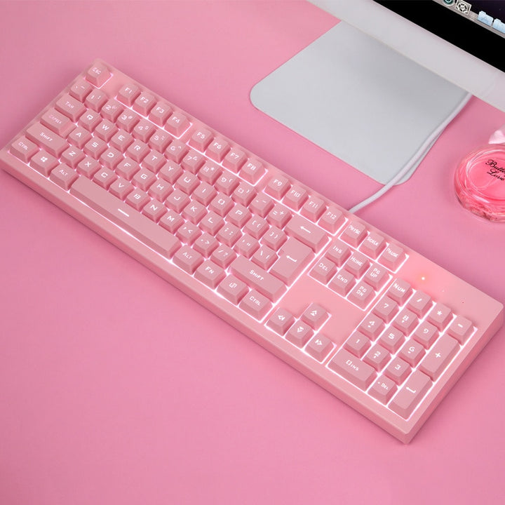 Pink LED Gaming Keyboard Pastel Kitten