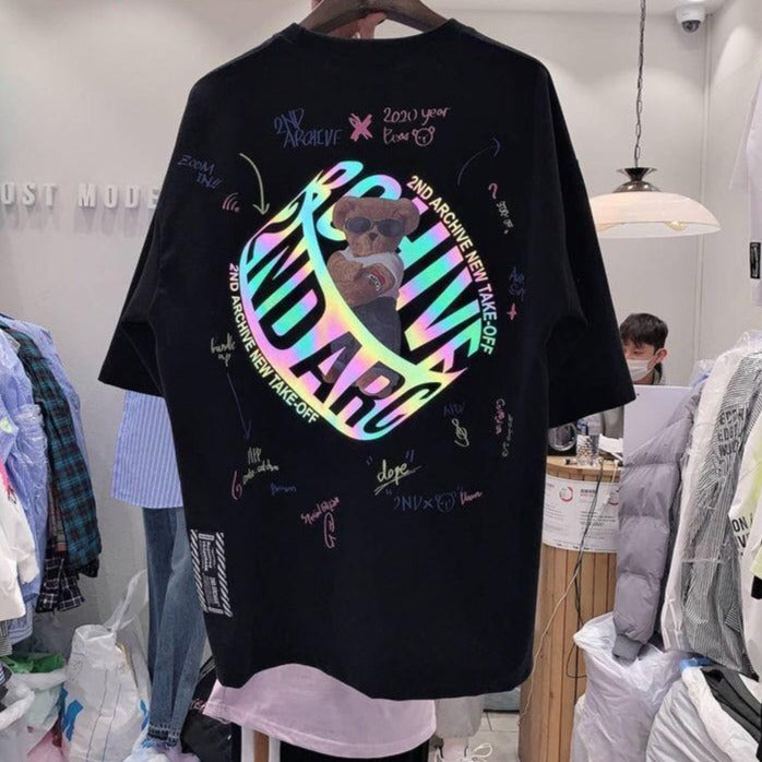 Harajuku Reflective T-shirt Pastel Kitten