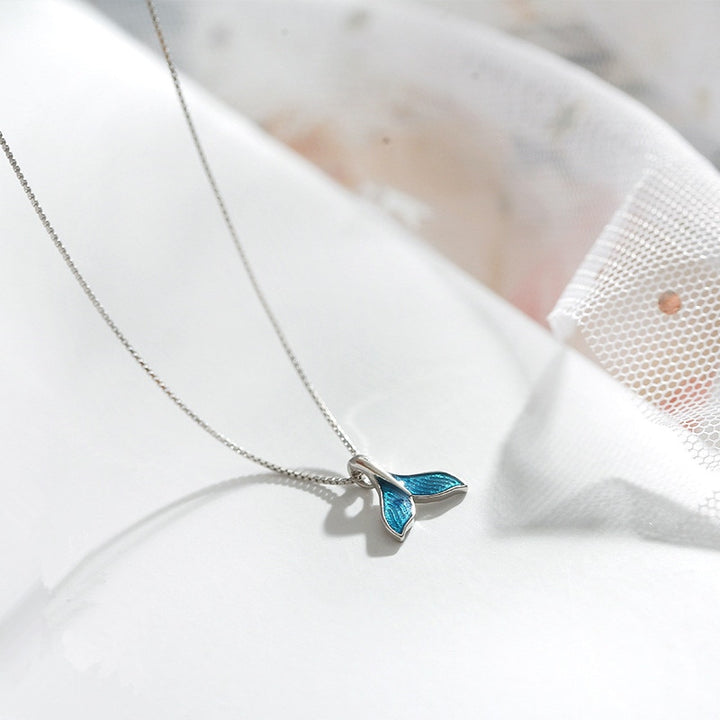 Whale Blue Tail Necklace Pastel Kitten