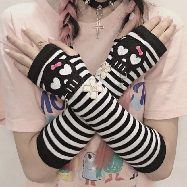 Harajuku Gothic Arm Warmers Pastel Kitten