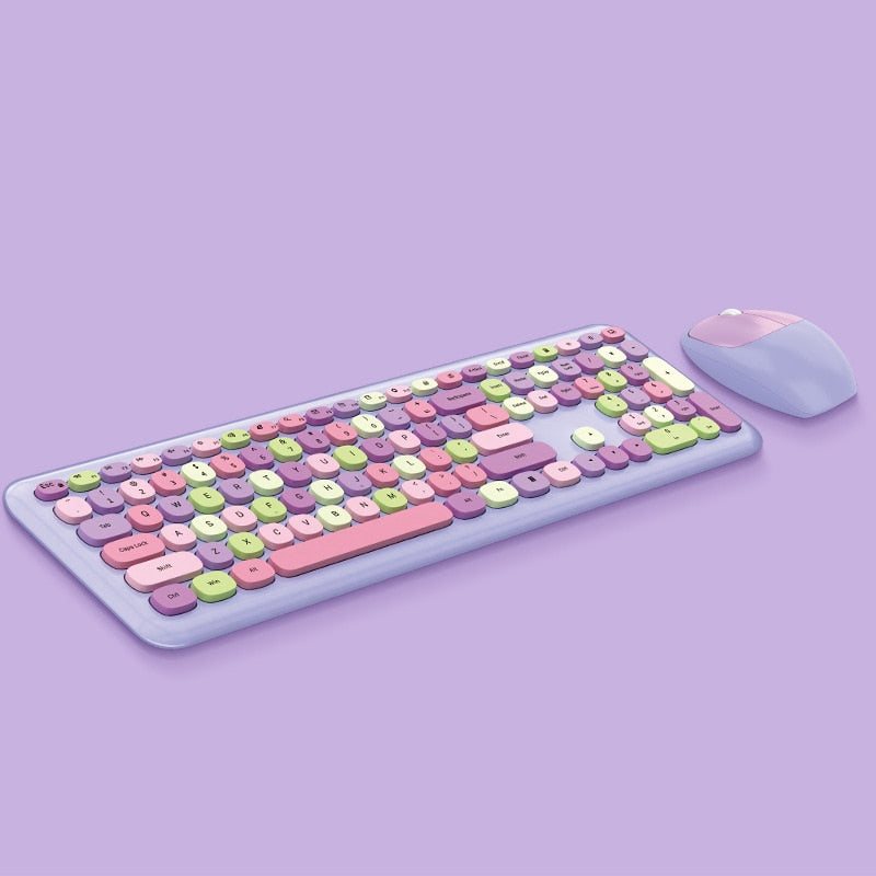 Computer Mouse Pastel Colorful Wireless Keyboard & Mouse Kit - Pastel Kitten