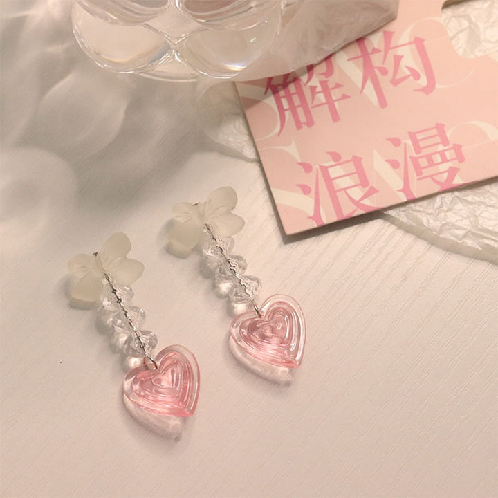 Y2K Aesthetic Peach Heart Earrings Pastel Kitten