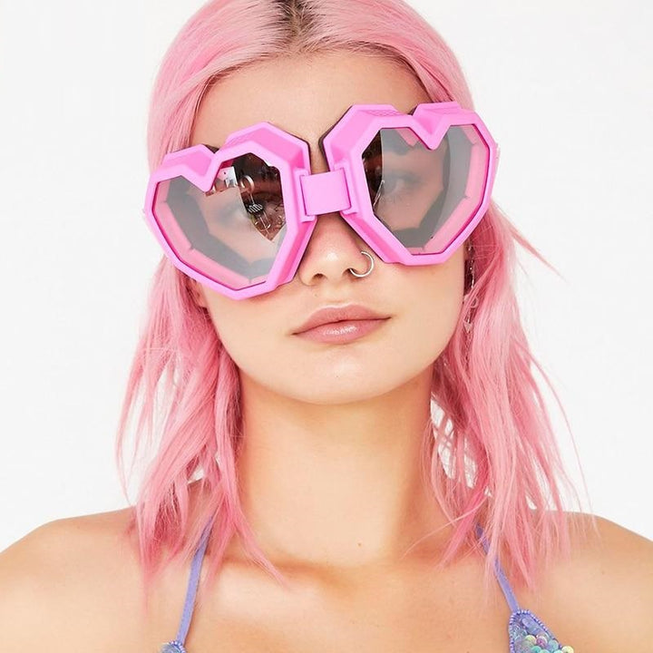 Heart Shaped Oversized Sunglasses Pastel Kitten