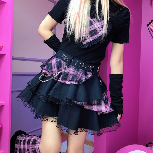 Gothic Lolita Set - Skirt & T-shirt Pastel Kitten