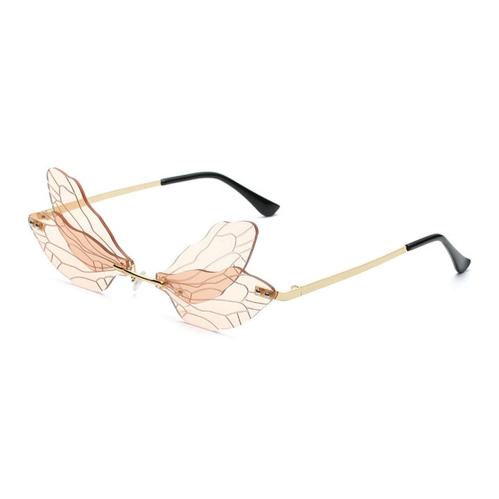 Dragonfly Wing Rimless Glasses Pastel Kitten