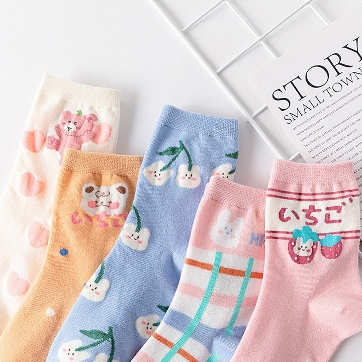 Japanese Cute Socks Pastel Kitten