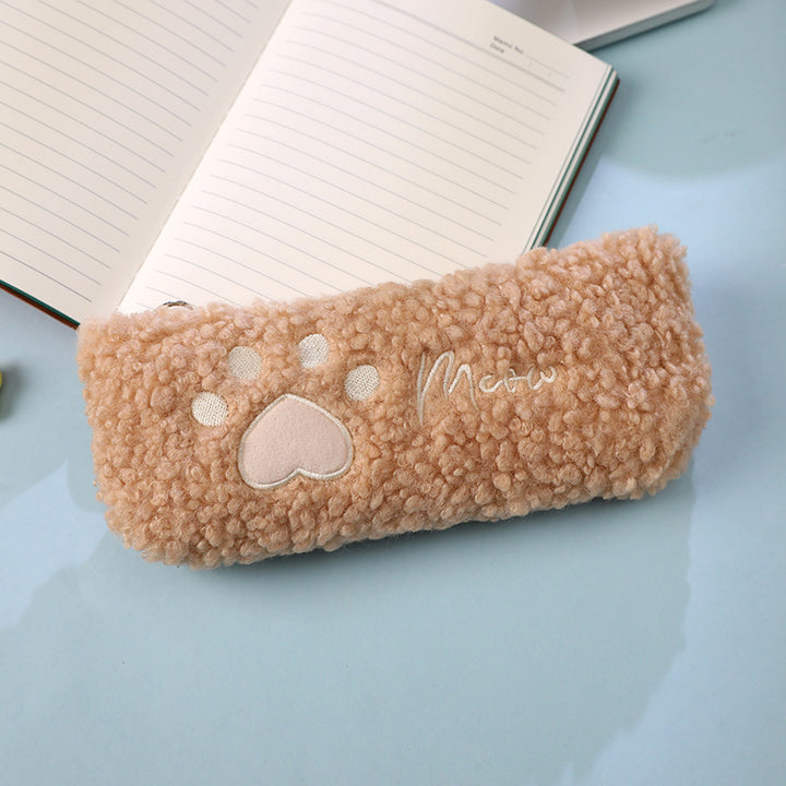 Fluffy Cat Paw Pencil Case Pastel Kitten