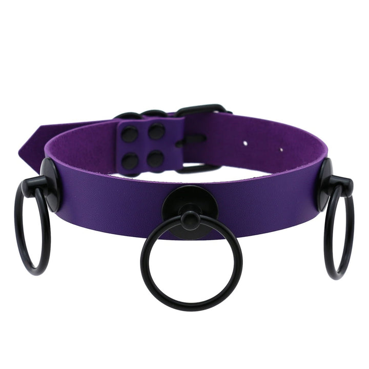 Purple Gothic Leather Chokers Pastel Kitten