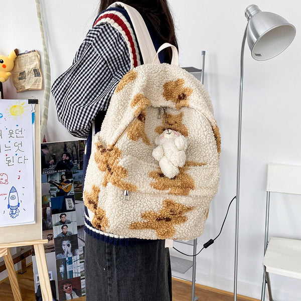 Cute Fluffy School Backpack Pastel Kitten