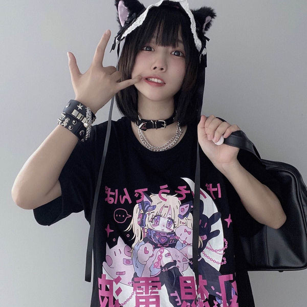 Anime Gothic T-shirt Pastel Kitten