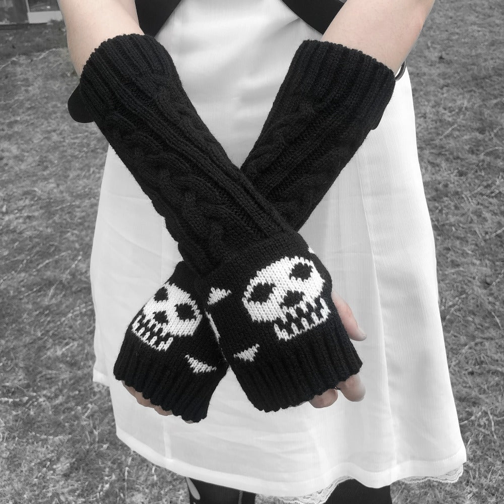 Harajuku Style Skull Arm Warmers Pastel Kitten