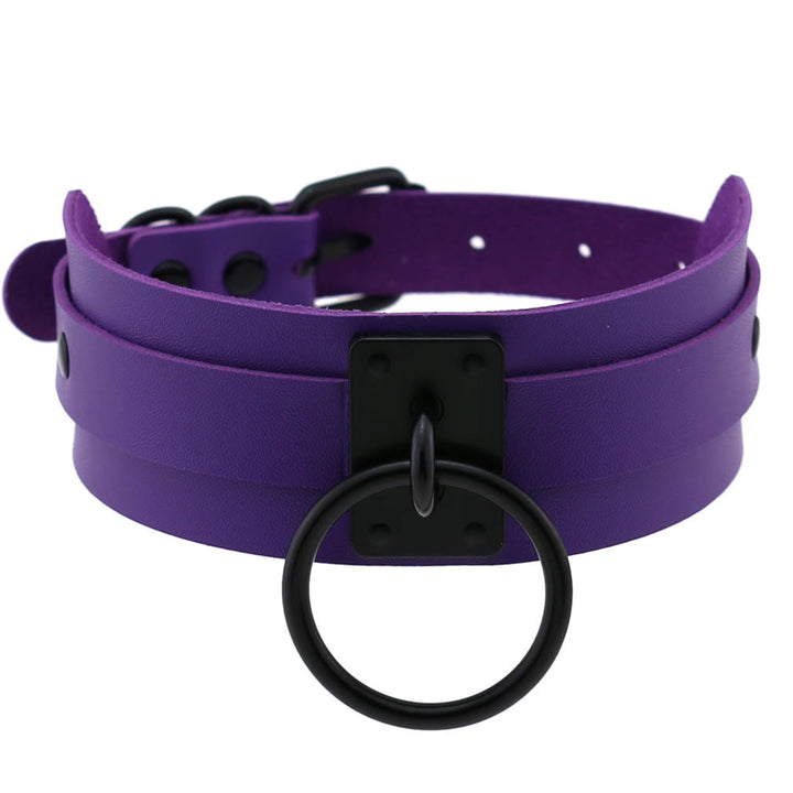 Purple Gothic Leather Chokers Pastel Kitten