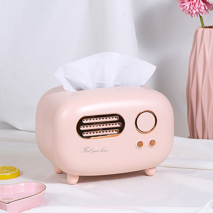 Retro Radio Tissue Box Pastel Kitten