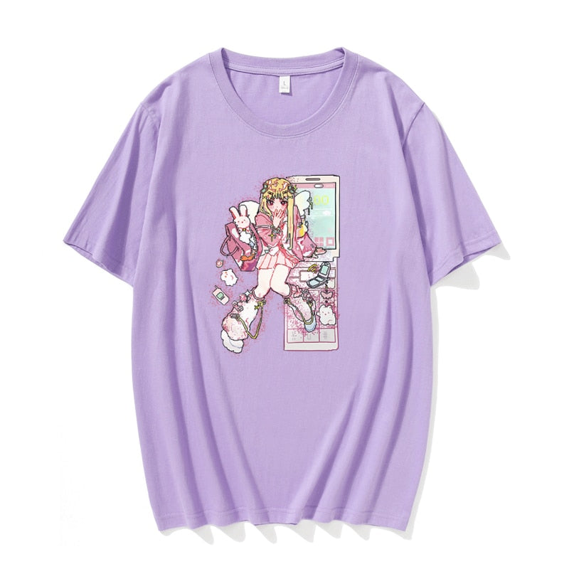 Harajuku Y2K Japanese T-Shirt - Pastel Kitten