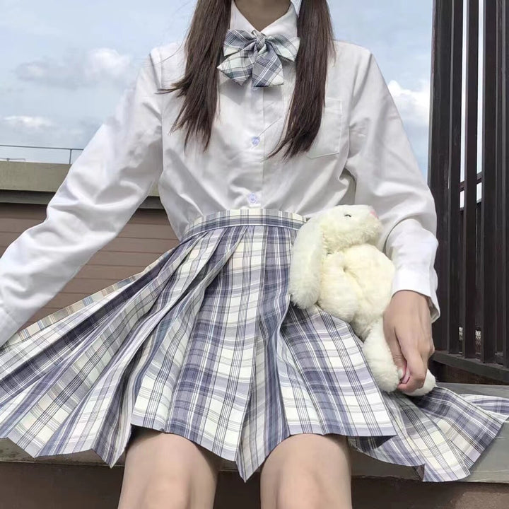 School Girl Uniform Pleated Skirt Pastel Kitten