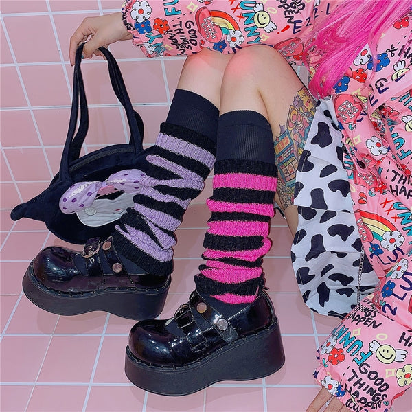 Y2K E-girl Goth Leg Warmers Pastel Kitten