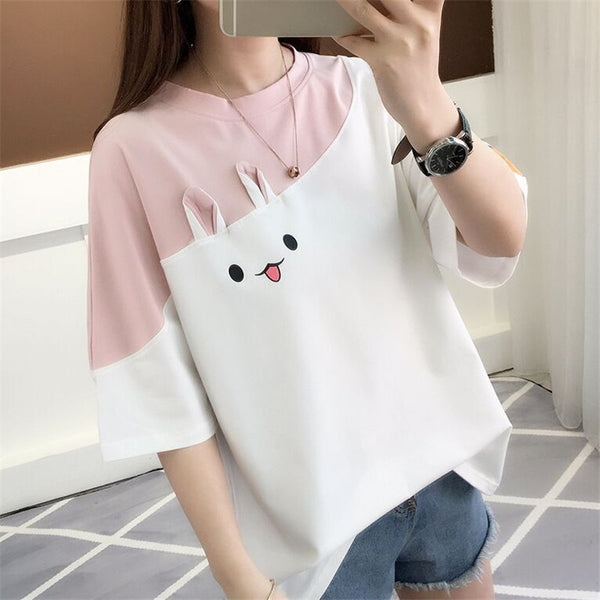 Cute Kaomoji T-shirt Pastel Kitten
