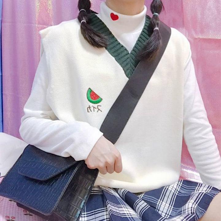 Kawaii Fruit Ulzzang Girl Sweater Pastel Kitten