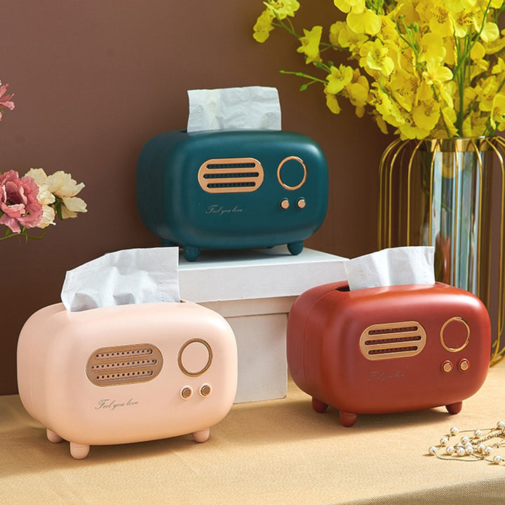 Retro Radio Tissue Box Pastel Kitten