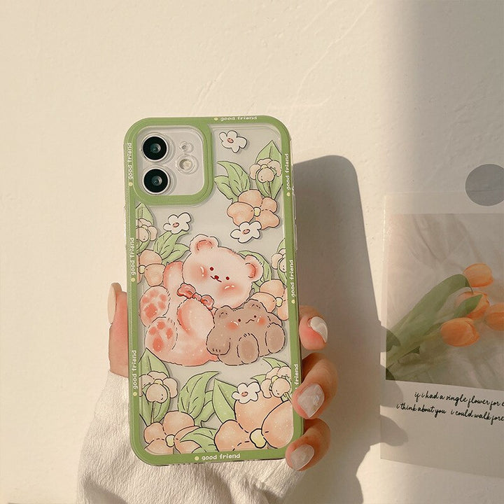Sweet Cottagecore bear Case For iPhone Pastel Kitten
