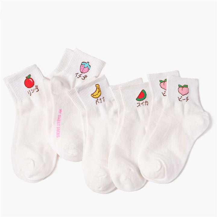 Kawaii Fruit Socks Pastel Kitten