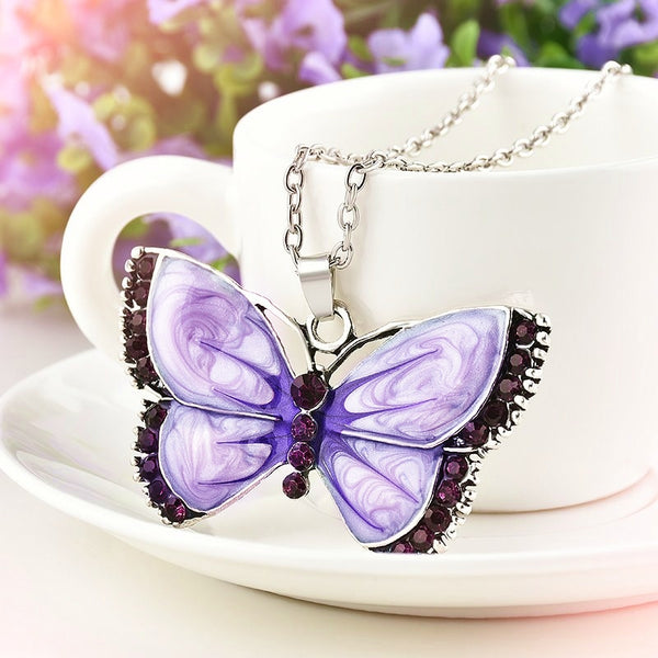 Metal Butterfly Necklace Pastel Kitten