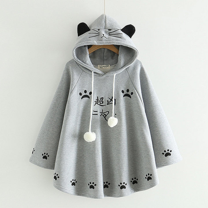 Kawaii Cat Ears Poncho Coat Pastel Kitten