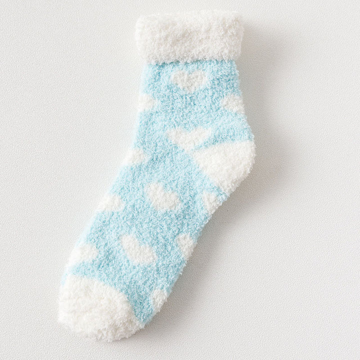 Warm Fluffy Heart Socks Pastel Kitten