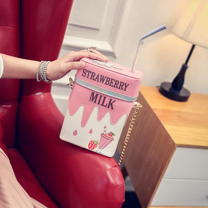 Milk Box Shape Shoulder Bag Pastel Kitten