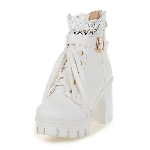 Lace Ankle Boots Pastel Kitten