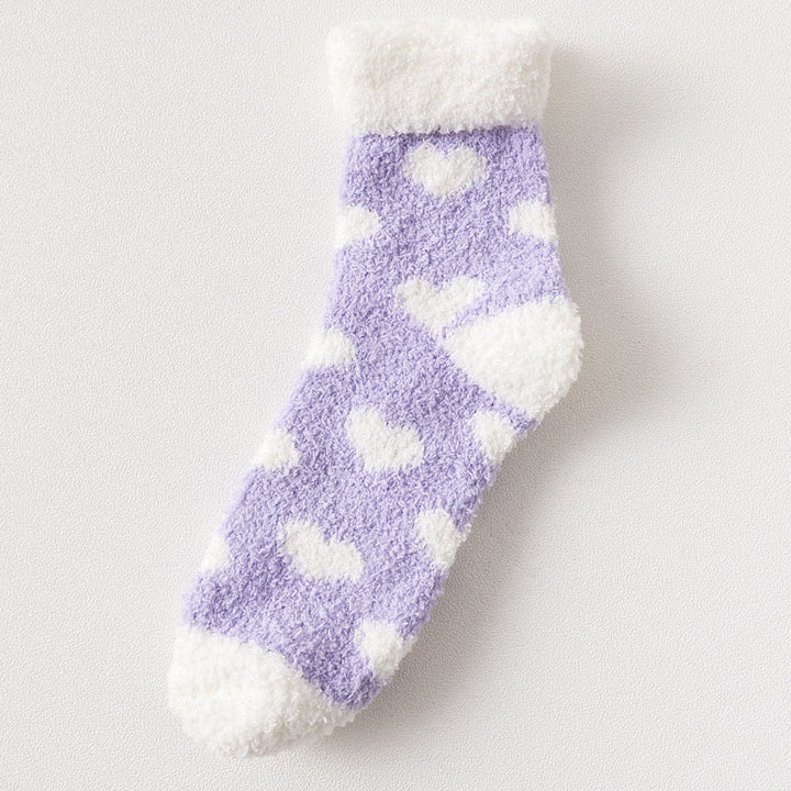 Warm Fluffy Heart Socks Pastel Kitten