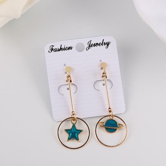 Star & Moon Earrings Pastel Kitten